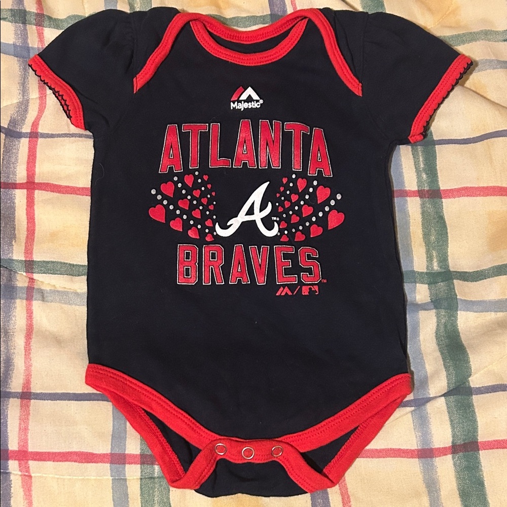 MLB Majestic Atlanta Braves Infant Girl Bodysuit Size 6/9 Months *NWOT*